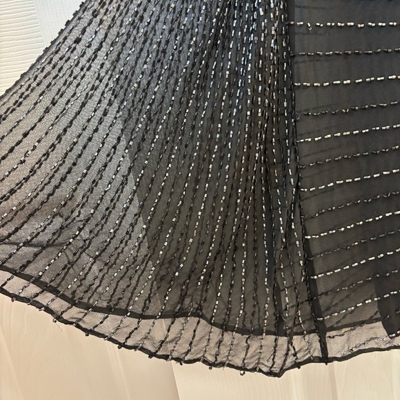 Vintage 80's Oleg Cassini Silk Beaded Sequined Long Evening Gown Black Size 8 - Picture 7 of 16